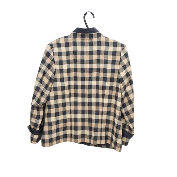 PENDLETON 100% Virgin Wool Checkered Check Mock Neck Button Jacket Blazer - Picture 8 of 12